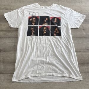 H.E.R. Portrait Graphic T-Shirt White Women’s Large R&B Music Band Tour Tee